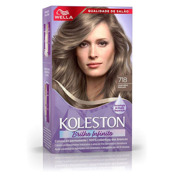 Tinta de Cabelo Koleston Louro Médio Perolado 718